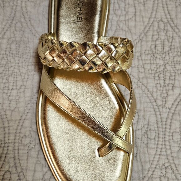 MICHAEL KORS Alba Braided Metallic Slide Sandals. NWT - Picture 6 of 7